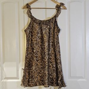 Morgan Taylor Intimates Nightie XXL Leopard Animal Print SatinFeel Babydoll Sexy